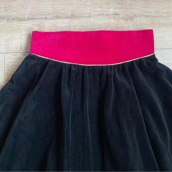 Vintage Velvet circle skirt black & pink Best By Lannie - Picture 2 of 9